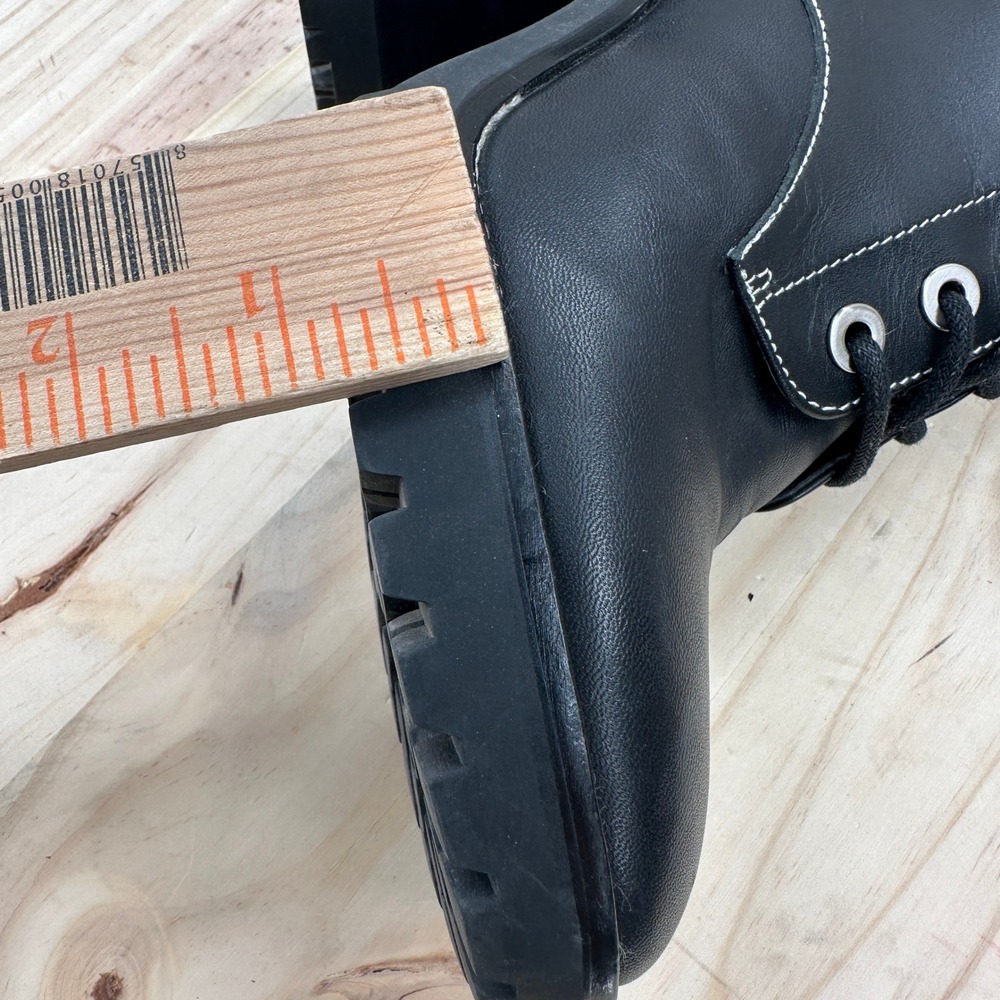 Michael Kors Bastisan Combat Boots 6.5 Black Leather Studded Lace Block Heel Lug - Picture 12 of 16